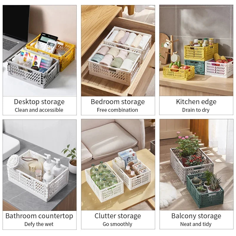 panier rangement pliable plastique perforé maison organisateur moderne