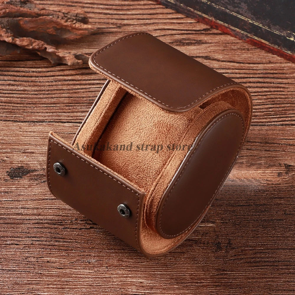 boîte rangement montres cuir marron clair simili cuir classique portable organisation horlogerie masculine