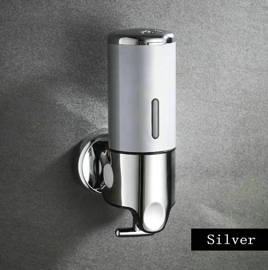 distributeur savon liquide argenté moderne poignée capuchon minimaliste chambre bain