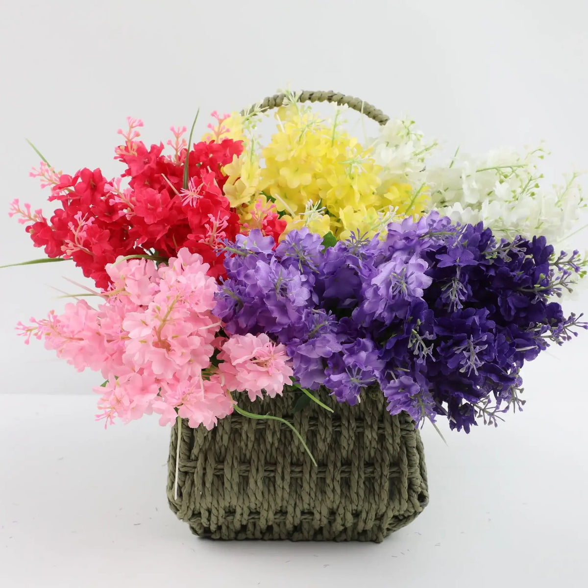 bouquet hyacinthe artificielle violet rose jaune blanc moderne décoration intérieur mariage anniversaire baby shower