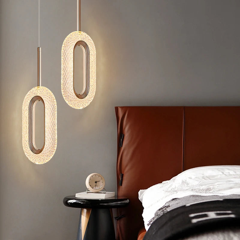 Suspension lumineuse contemporaine dorée acrylique câble suspendu élégante chambre salon