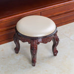 tabouret sculpté cuir tissu brodé classique baroque élégant maison salon chambre