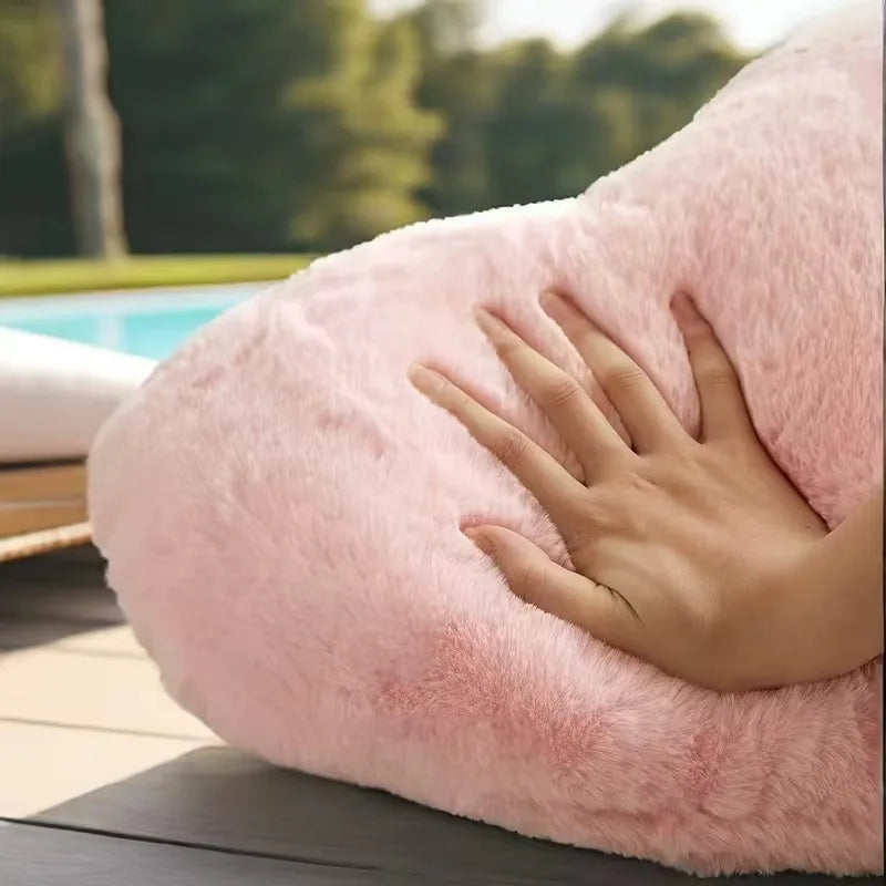 coussin forme cœur rose clair peluche douce moderne bébé 30x40cm confortable non amovible lavable