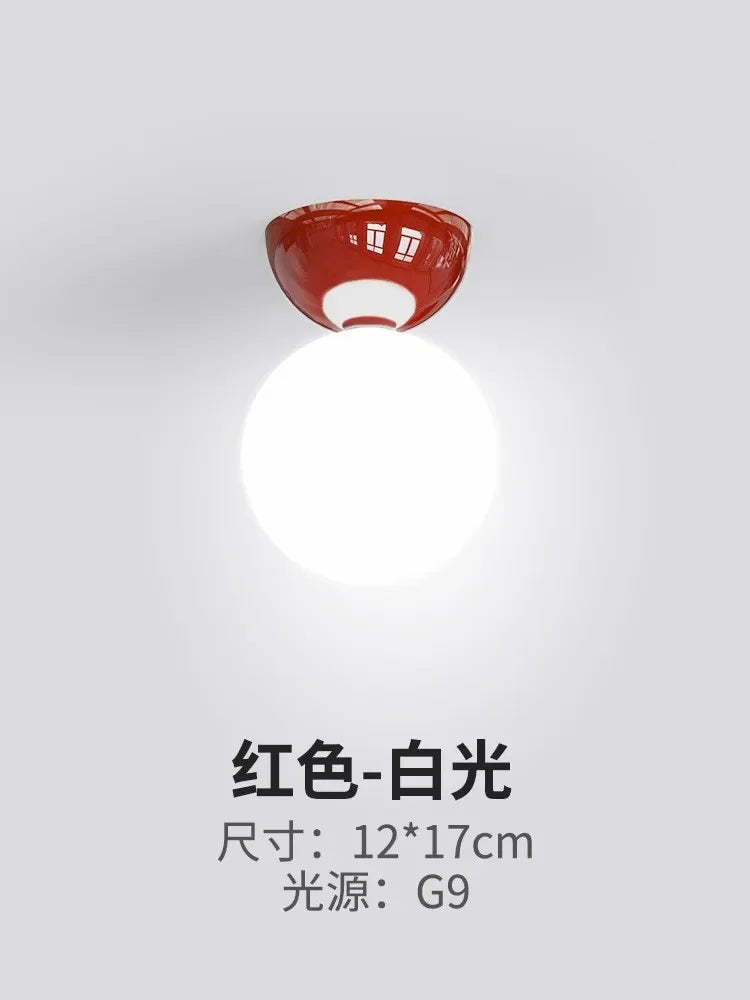 plafonnier moderne minimaliste verre opaque ampoule led g9 rouge blanc vert