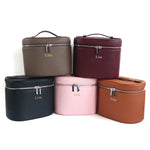 boîte rangement cosmétique simili cuir marron rose noir compartiments internes poignée amovible moderne pratique