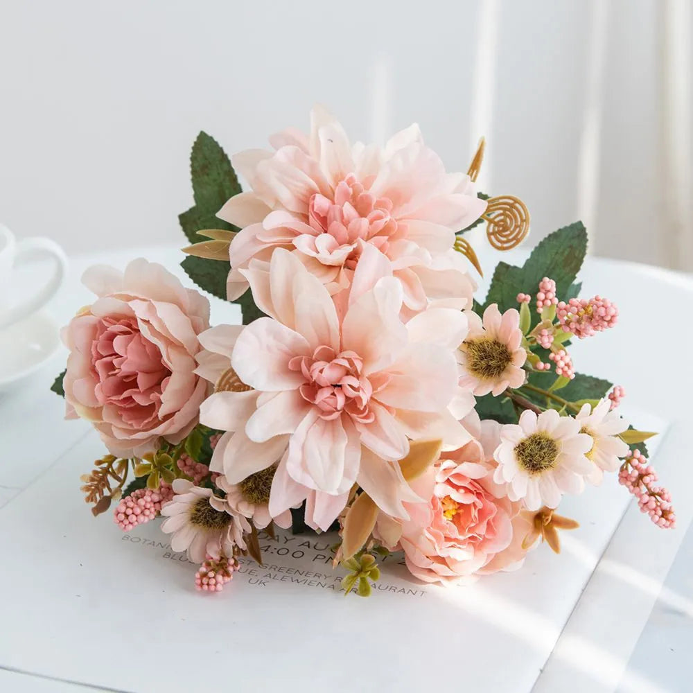 bouquet fleurs artificielles soie moderne élégant intérieur mariage anniversaire baby shower decoration chambre