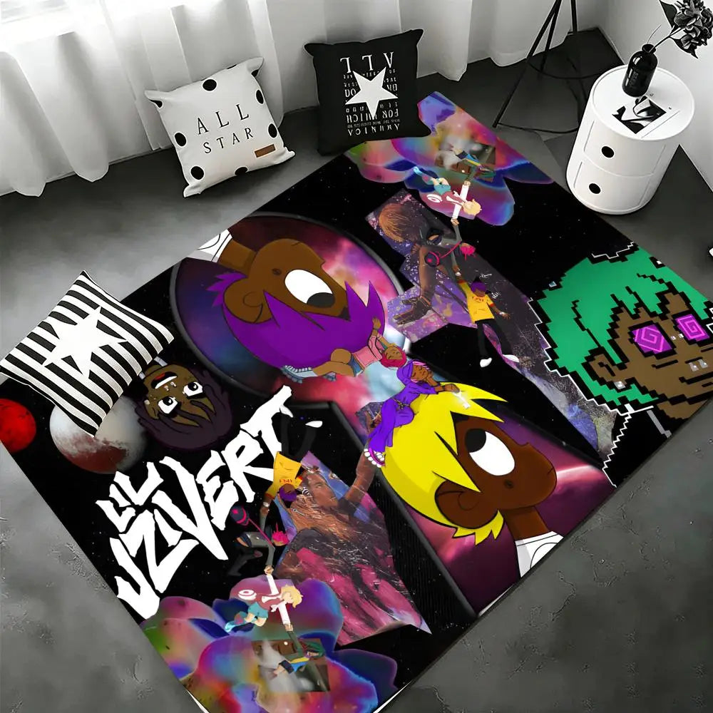 tapis sol moderne motif animé pixelisé noir multicolore coton doux chambre enfant