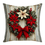coussin décoratif noël carreaux rouge blanc flocon neige bonhomme neige guirlande sapin 45cm 45cm