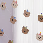 guirlande anniversaire cartoon nounours chapeau fête clips marron blanc bleu jaune
