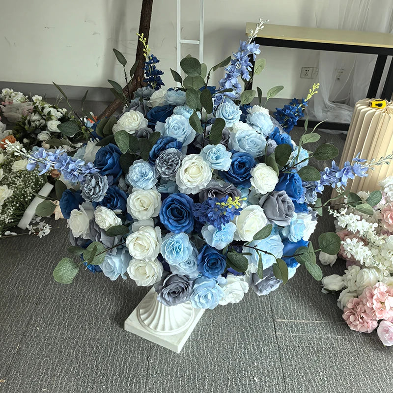 arche décorative fleurs artificielles bleu blanc extérieur intérieur décoration maison événement