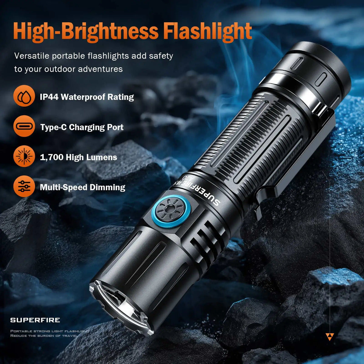 lampe torche led rechargeable usb 3000 lumens tactique camping chasse éclairage urgence