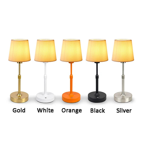 lampe table vintage or plissée interrupteur tactile rechargeable led noir beige