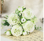 décoration mariage bouquet fleurs artificielles soie vertes blanches intérieur rustique naturel
