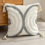 taies d'oreiller carrées 45x45cm moderne motifs géométriques blanc marron vert bleu beige tasseaux