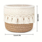 paniers rangement boho macramé franges brosses pinceaux cosmétiques toile réutilisable