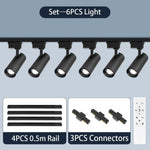 spots led modernes noir blanc télécommande dimmable ensembles complets rail