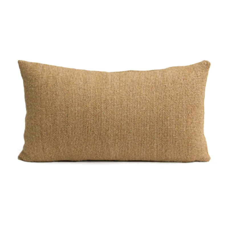 housse coussin tissée jute motif quadrillé vert rustique décor feuilles