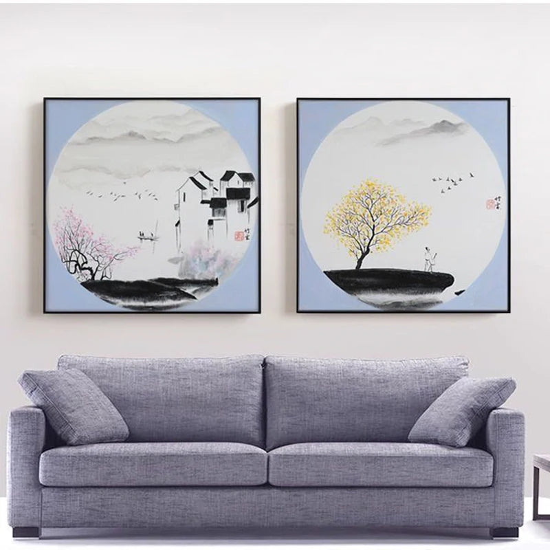 Installation du cadre flottant moderne dans un salon