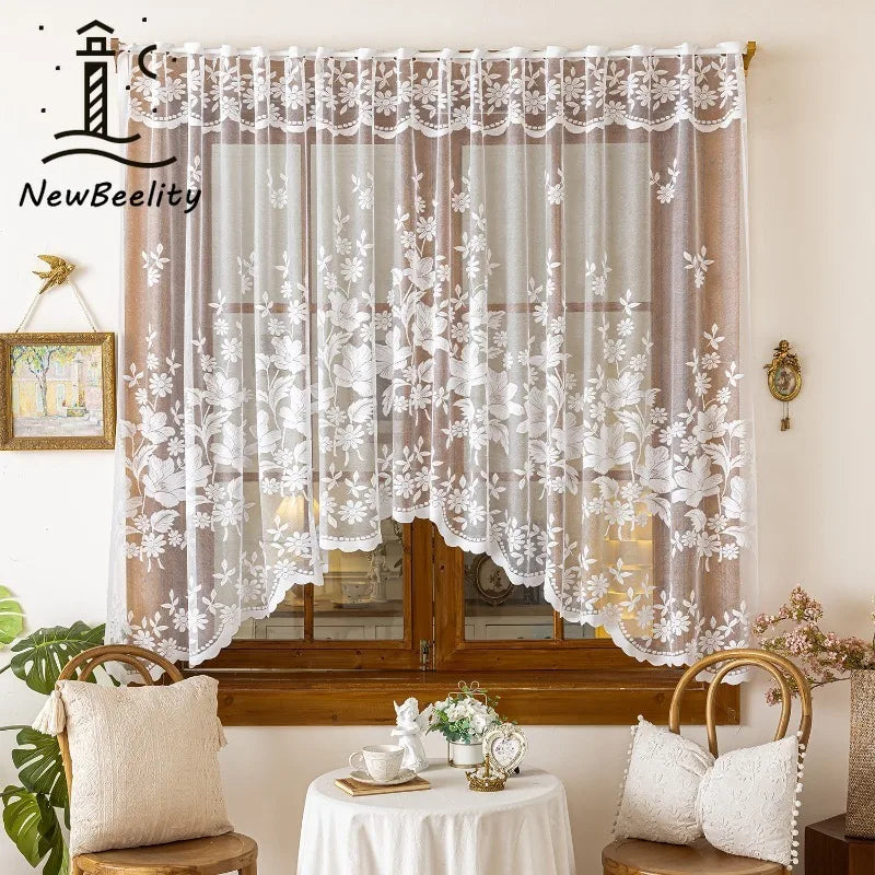 rideau blanc fleurs tulle transparent classique maison hospitalité