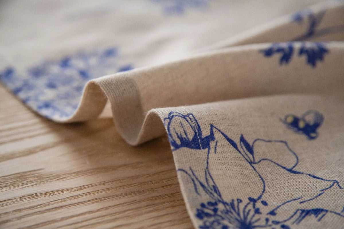 nappe rustique fleurs vintage beige bleu table mariage fêtes halloween noël