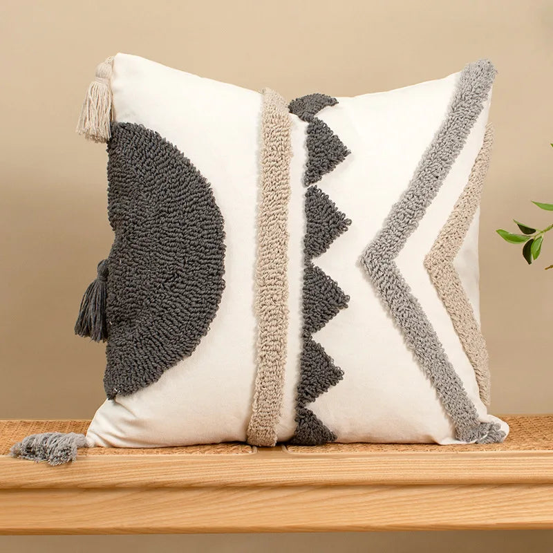 housse coussin bohème géométrique franges polyester 45x45cm 30x50cm décoration salon chambre voiture