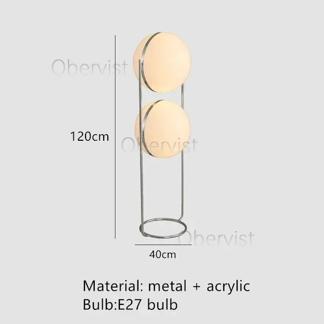 lampe sol moderne métal chromé boule acrylique blanche lumière led salon décoration intérieure