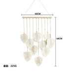 tapisserie murale coton feuilles stylisées vert blanc beige bohème moderne fixations decoration mur hanging