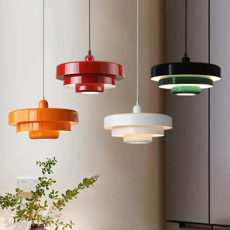 lampe suspendue moderne minimaliste rouge vert orange noir blanc certifiée led e27