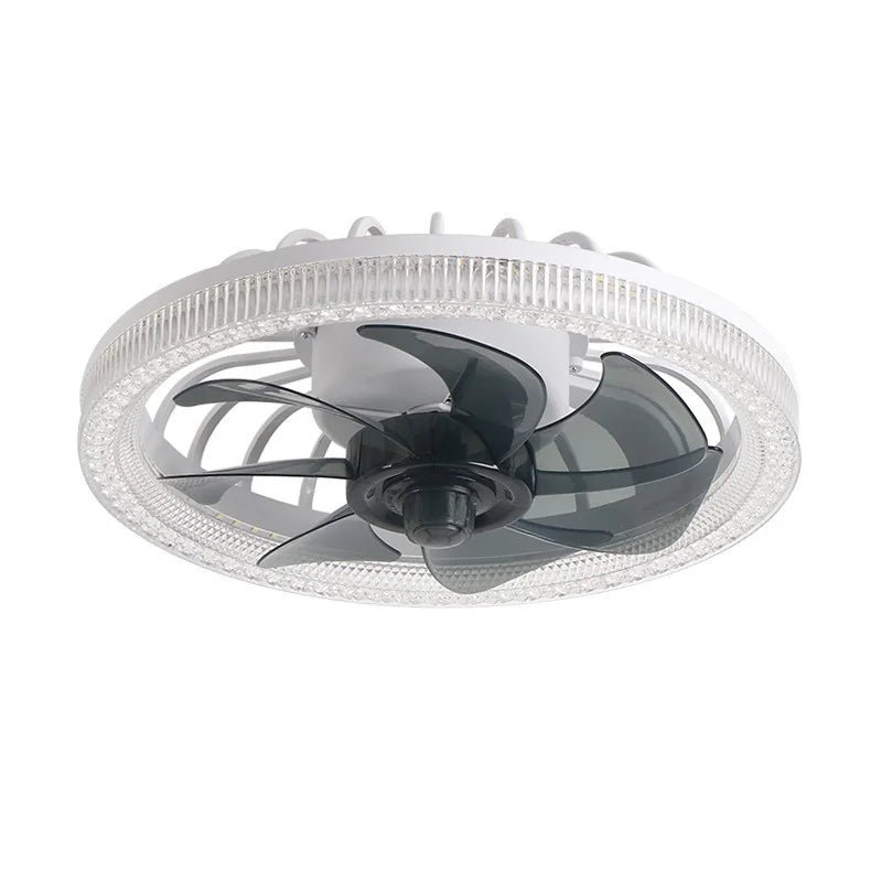 ventilateur lumière led blanc noir transparent moderne télécommande echangement couleur continu chambre couchette