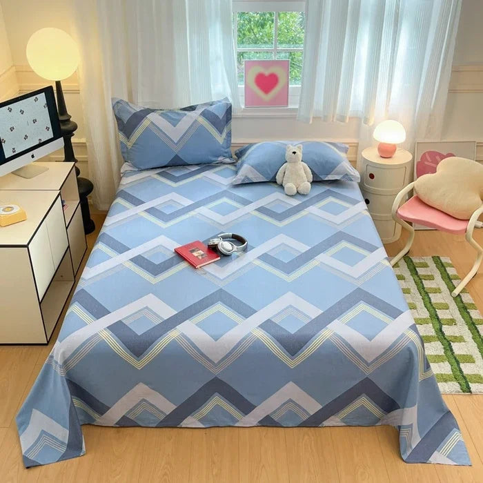 drap lit coton motif animal géométrique moderne gris clair rose pâle