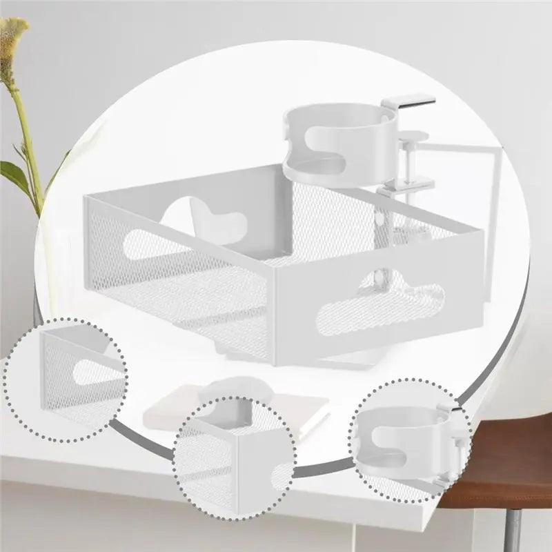 organisateur sous table tiroir noir moderne plastique grille attache pince