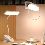 lampe rechargeable led blanc moderne pinces clipser port usb interrupteur base stable