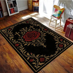 tapis baroque rose rouge fleurs feuilles croix noir salon decoration maison hotelextérieur salle bain