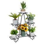 étagère plante métal structure florale courbe élégant pots blancs noirs fixations visuelles