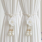 accessoires rideau fleurs cordon tressé rose violet beige blanc vert marronclair
