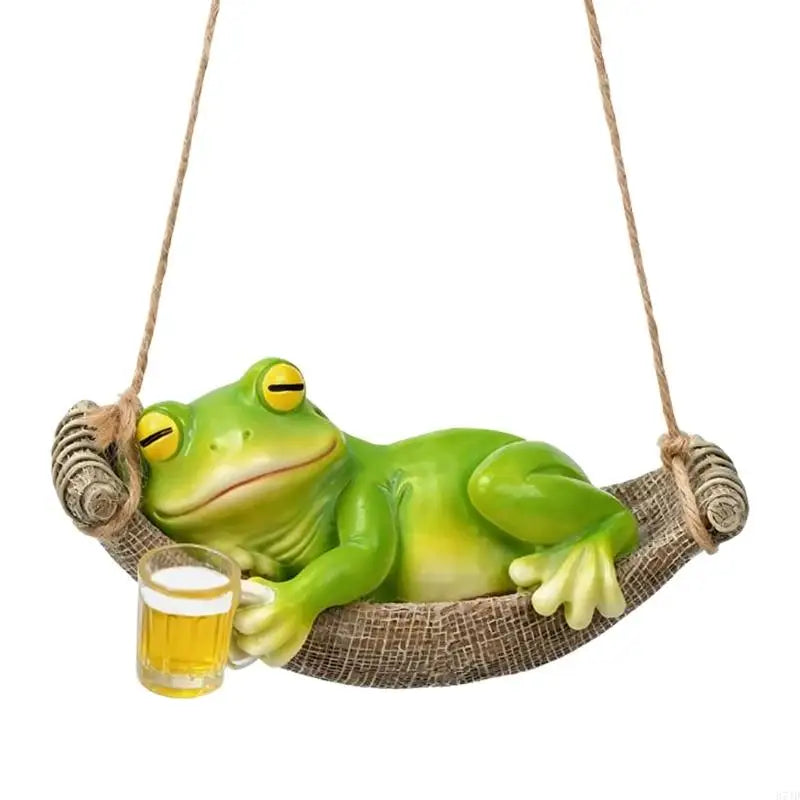statue grenouille vert hamac corde tissu bois extérieur moderne décoration jardin