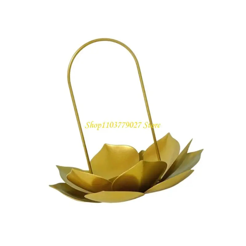 support bougie fleur lotus métal doré feuilles stylisées moderne décoration intérieure raffinée stable robuste