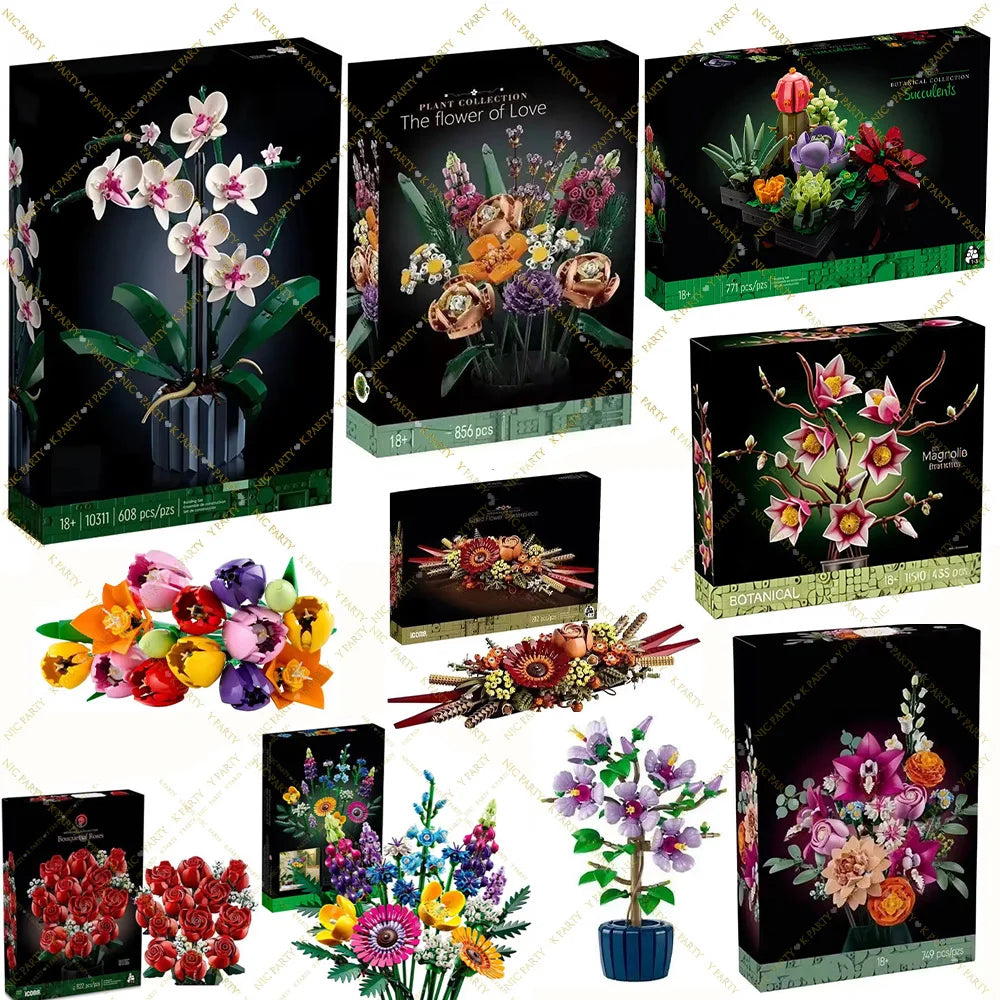 bouquets fleurs artificielles roses orchidées multicolores détaillées intérieur fête decoration