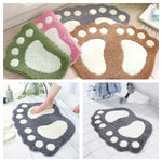 tapis bain empreinte pieds vert rose marron gris texture poilue granuleuse antidérapant machine lavable