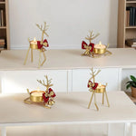 support bougie forme cerf or antlers stylisés noeud ruban moderne décoration table mariage centrope
