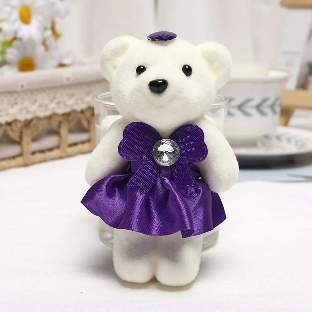 ours peluche blanc doux velouté rubans strass coeurs couronne dorée décoration anniversaire mariage