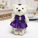 ours peluche blanc doux velouté rubans strass coeurs couronne dorée décoration anniversaire mariage