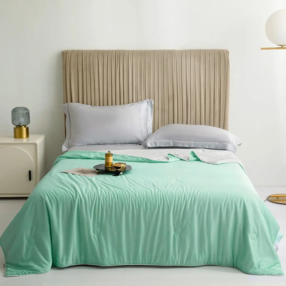 couverture coton doublon 100% coton bleu violet vert blanc moderne fixée boutons