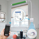 module commutation rideau blanc moderne tringle commande câbles connectivité google alexa