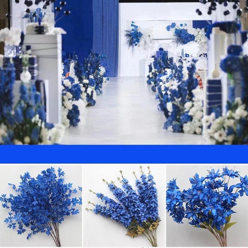 décoration événement artificielle fleurs bleu royal soie feuilles bouquets hybride ornement festifsintérieur