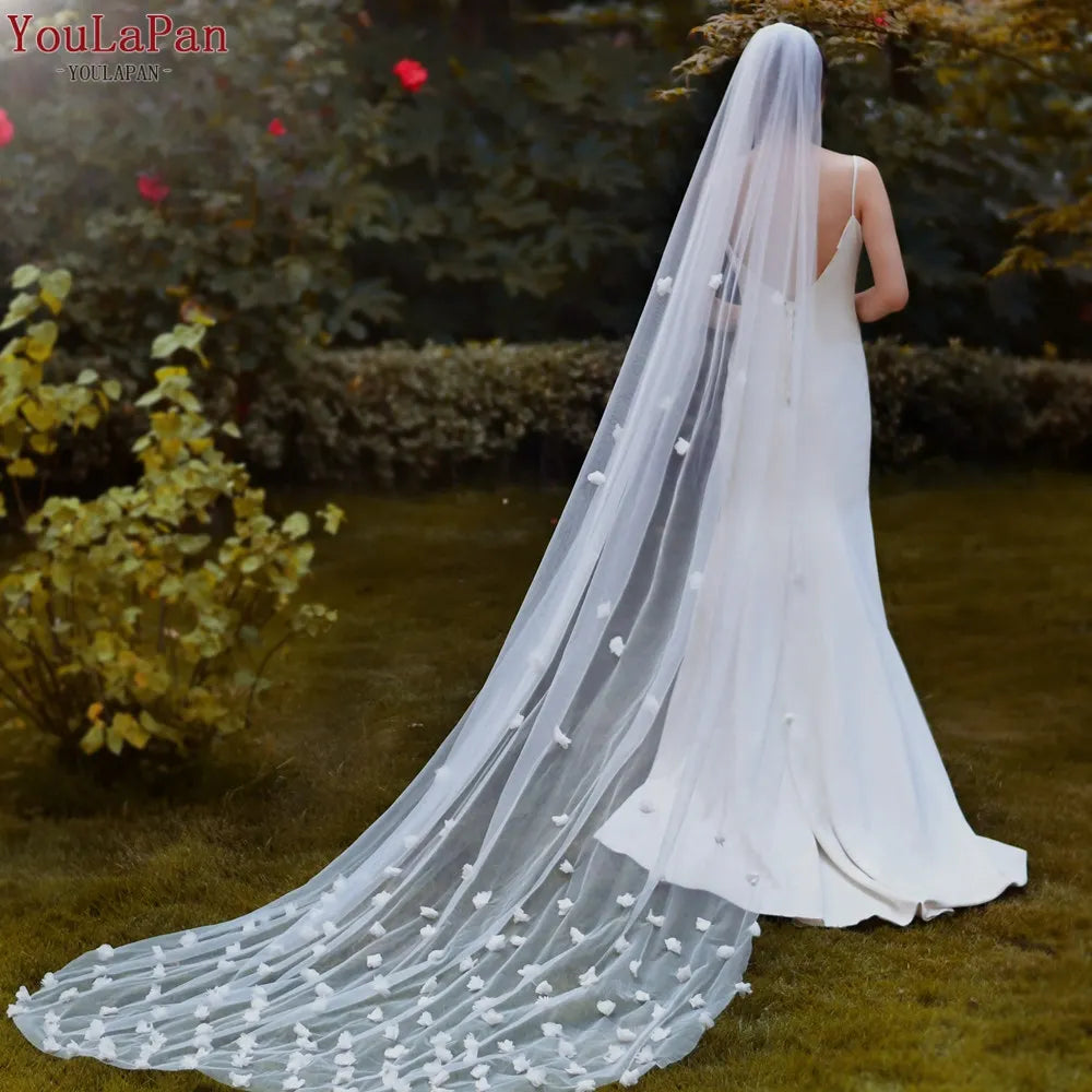 voile mariée blanc fleurs relief classique romantique translucide single layer femme