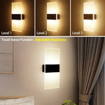 lampe murale rechargeable capteur mouvement blanc noir rectangle led moderne minimaliste interrupteur tactile