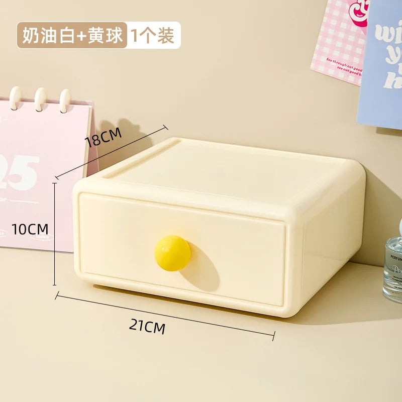 boîte rangement jaune vert rose moderne minimaliste matériau plastique opaquet tiroirs coulissants capacite 2l
