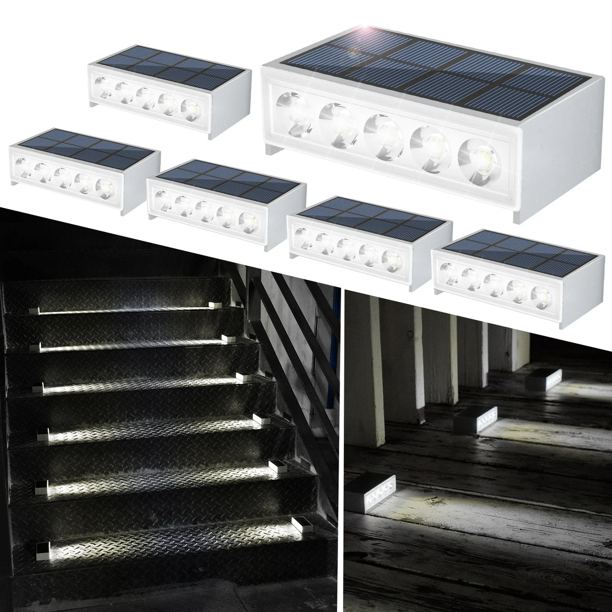 éclairage solaire marches led ip67 étanche autonomie moderne blanc adhésif
