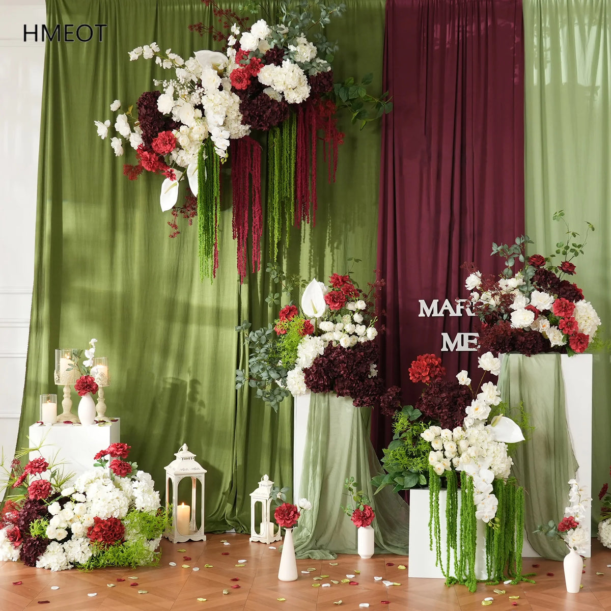 bouquet fleurs artificielles rouge blanc vert extérieur intérieur décoration maison événement mariage anniversaire partys